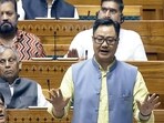 Union minister Kiren Rijiju speaks in Lok Sabha during the Monsoon Session of Parliament