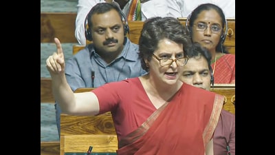 Congress MP Priyanka Gandhi Vadra speaks in the Lok Sabha during the debate on Operation Sindoor, during the Monsoon Session of Parliament, in New Delhi. (ANI) Congress MP Priyanka Gandhi Vadra speaks in the Lok Sabha during the debate on Operation Sindoor, during the Monsoon Session of Parliament, in New Delhi. (ANI)