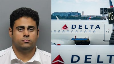 Delta Air Lines co-pilot Rustom Bhagwagar arrested in San Francisco (X/@BreannaMorello and Bloomberg) Delta Air Lines co-pilot Rustom Bhagwagar arrested in San Francisco (X/@BreannaMorello and Bloomberg)