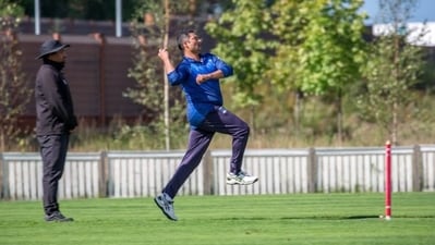 Mahesh Tambe picked up a five-wicket haul in just eight balls