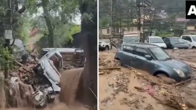 Aftermath of a flood-like situation in Himachal Pradesh's Mandi caused by torrential rainfall. (X/@ANI) Aftermath of a flood-like situation in Himachal Pradesh's Mandi caused by torrential rainfall. (X/@ANI)