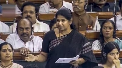 DMK MP Kanimozhi Karunanidhi speaking in the Parliament. (HT File) DMK MP Kanimozhi Karunanidhi speaking in the Parliament. (HT File)