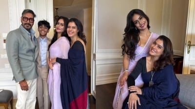 Ajay Devgn, Yug Devgan, Nysa Devgan and Kajol Ajay Devgn, Yug Devgan, Nysa Devgan and Kajol