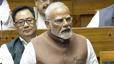 Prime Minister Narendra Modi speaks in the Lok Sabha. (PTI) Prime Minister Narendra Modi speaks in the Lok Sabha. (PTI)