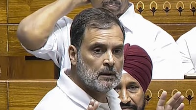 Rahul condemned the Pahalgam terror attack as a “brutal attack” orchestrated by Pakistan. (Sansad TV via PTI) Rahul condemned the Pahalgam terror attack as a “brutal attack” orchestrated by Pakistan. (Sansad TV via PTI)