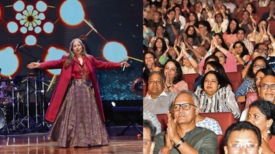 Rekha Bhardwaj recently performed live in Delhi, at Bharat Mandapam (Pragati Maidan)'s Plenary Hall. (Photos: Shantanu Bhattacharya/HT)