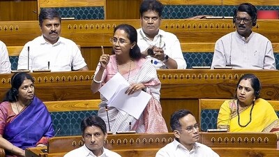 NCP MP Supriya Sule speaks in Lok Sabha during the Monsoon Session of Parliament, in New Delhi on Monday. (Sansad TV) NCP MP Supriya Sule speaks in Lok Sabha during the Monsoon Session of Parliament, in New Delhi on Monday. (Sansad TV)