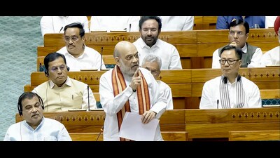 Union home minister Amit Shah speaks during a debate in the Lok Sabha on the Pahalgam terror attack and Operation Sindoor (PTI) Union home minister Amit Shah speaks during a debate in the Lok Sabha on the Pahalgam terror attack and Operation Sindoor (PTI)