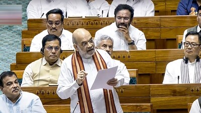 Union home minister Amit Shah spoke about Operation Sindoor and Operation Mahadev in the Lok Sabha on Tuesday. (Sansad TV)