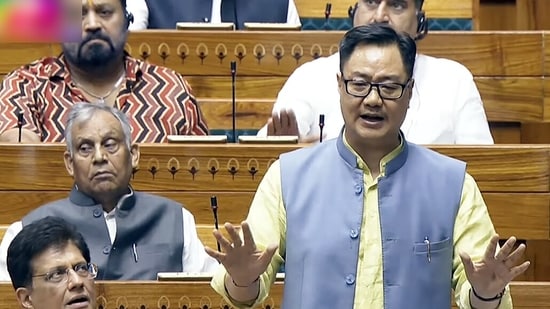 Union minister Kiren Rijiju speaks in Lok Sabha during the Monsoon Session of Parliament (Sansad TV)