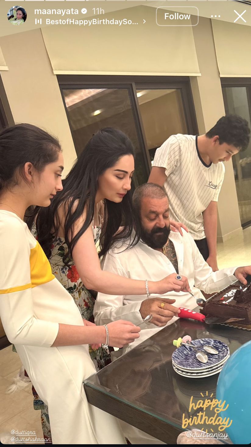 A sceenshot of Maanyata Dutt's Instagram Story.