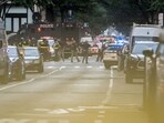 New York Police Department (NYPD) officers respond to the scene of a shooting at 345 Park Ave. in New York, US, on Monday, July 28, 2025. 