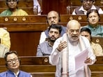 Union Home Minister Amit Shah speaks during a debate in the Rajya Sabha on the Pahalgam terror attack and Operation Sindoor, at the Monsoon session of Parliament. 