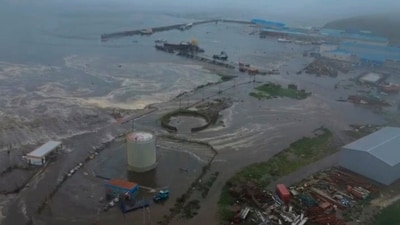 A snapshot from a video released by Geophysical Service of the Russian Academy of Sciences, after the tsunami hit coastal areas of Paramushir island of Kuril Islands, Russia. (AP) A snapshot from a video released by Geophysical Service of the Russian Academy of Sciences, after the tsunami hit coastal areas of Paramushir island of Kuril Islands, Russia. (AP)
