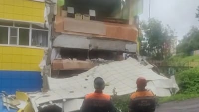 Rescuers inspect a damaged kindergarten building in Russia's Kamchatka region after an 8.8 magnitude earthquake struck off the country's far east coast. (AFP) Rescuers inspect a damaged kindergarten building in Russia's Kamchatka region after an 8.8 magnitude earthquake struck off the country's far east coast. (AFP)