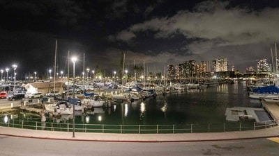 Street lights light up parts of the Ala Way Harbor, Waikiki, Oahu, Hawaii amid tsunami warnings (AFP) Street lights light up parts of the Ala Way Harbor, Waikiki, Oahu, Hawaii amid tsunami warnings (AFP)