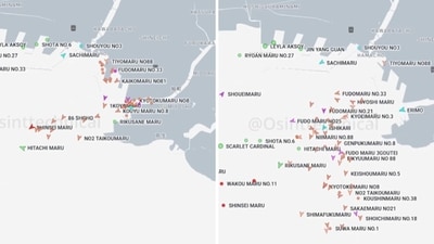 Real-time tracking site shows movements of fishing boats in Japan after tsunami warnings. (X/@MarineTraffic)
