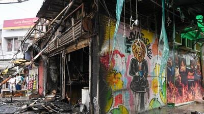 Local residents, however, said when a fast-food shopkeeper was cooking fries around 1 pm, a huge fireball occurred, which led to the incident. (Sunil Ghosh/HT Photo)