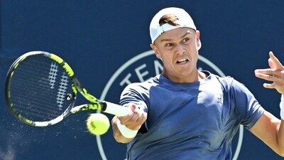 Holger Rune in action during the National Bank Open at the Canadian Masters in Toronto. (IMAGN IMAGES via Reuters Connect)
