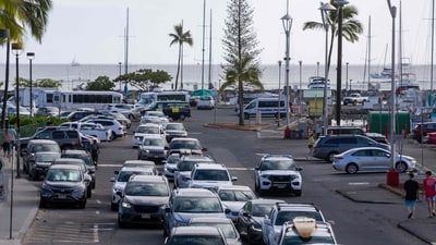 Residents and visitors found themselves backed up in traffic as they try to leave the the Ala Way Harbor, Waikiki, Oahu, Hawaii on July 29, 2025, after an 8.7 earthquake off of Russia's far east prompted tsunami alerts. (AFP) Residents and visitors found themselves backed up in traffic as they try to leave the the Ala Way Harbor, Waikiki, Oahu, Hawaii on July 29, 2025, after an 8.7 earthquake off of Russia's far east prompted tsunami alerts. (AFP)
