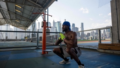 Dominique works out in the heat in a Brooklyn park as the region experiences another heatwave on July 29, 2025 in New York City. The temperature in Manhattan reached an unappealing 97 degrees Fahrenheit (36 degrees Celsius), while New Jersey counties outside of New York City were under an extreme heat warning through Wednesday night. (Getty Images via AFP) Dominique works out in the heat in a Brooklyn park as the region experiences another heatwave on July 29, 2025 in New York City. The temperature in Manhattan reached an unappealing 97 degrees Fahrenheit (36 degrees Celsius), while New Jersey counties outside of New York City were under an extreme heat warning through Wednesday night. (Getty Images via AFP)