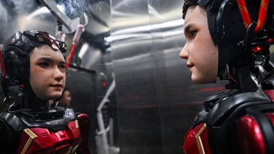 Humanoid robots on display at the World Artificial Intelligence Conference in Shanghai. Humanoid robots on display at the World Artificial Intelligence Conference in Shanghai.