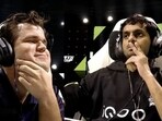 Magnus Carlsen thrashed Nihal Sarin to qualify for the semi-finals of Esports World Cup. Magnus Carlsen thrashed Nihal Sarin to qualify for the semi-finals of Esports World Cup.