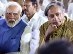 Prime Minister Narendra Modi with Congress MP Shashi Tharoor in New Delhi. 