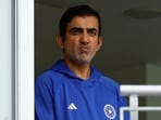 India head coach Gautam Gambhir looks on during practice 