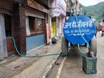 Officials said that the water supply has been completely disrupted due to excessive silt deposited in the intake system in the Uhl river. (Birbal Sharma/HT) Officials said that the water supply has been completely disrupted due to excessive silt deposited in the intake system in the Uhl river. (Birbal Sharma/HT)