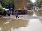 Overnight rainfall triggered waterlogging in some areas. (HT PHOTO) Overnight rainfall triggered waterlogging in some areas. (HT PHOTO)