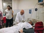 UPCC chief Ajay Rai visits Prof Murthy at BHU Trauma Centre in Varanasi on Wednesday (Sourced) UPCC chief Ajay Rai visits Prof Murthy at BHU Trauma Centre in Varanasi on Wednesday (Sourced)