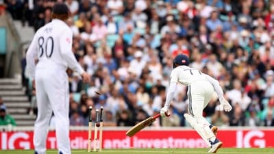 India's captain Shubman Gill (R) looks on as he loses his wicket on the first day of the fifth Test at The Oval (AFP) India's captain Shubman Gill (R) looks on as he loses his wicket on the first day of the fifth Test at The Oval (AFP)