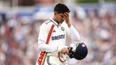 India lost their captain Shubman Gill due to a suicidal run out as intermittent rain allowed only six overs in the afternoon session on day one. (AFP) India lost their captain Shubman Gill due to a suicidal run out as intermittent rain allowed only six overs in the afternoon session on day one. (AFP)