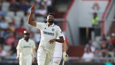 Mohammed Siraj celebrates a wicket during India's draw at Old Trafford in the fourth Test match. (AFP) Mohammed Siraj celebrates a wicket during India's draw at Old Trafford in the fourth Test match. (AFP)
