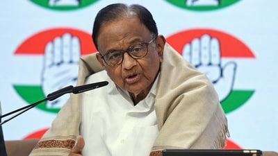 Congress veteran P Chidambaram addresses a press conference. (File )