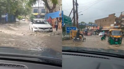Social media platforms were flooded with images and videos of waterlogged roads in Gurgaon. (@hardluckstrome/Instagram) Social media platforms were flooded with images and videos of waterlogged roads in Gurgaon. (@hardluckstrome/Instagram)