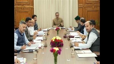 Himachal chief minister Sukhvinder Singh Sukhu during cabinet meeting in Shimla on Thursday. (Sourced) Himachal chief minister Sukhvinder Singh Sukhu during cabinet meeting in Shimla on Thursday. (Sourced)