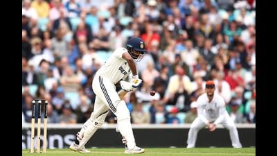 India's Sai Sudharsan plays a shot on the first day of the fifth Test cricket match between England and India at The Oval in London. (AFP)