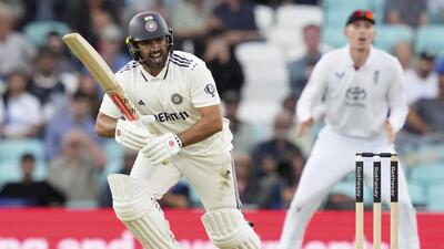 Karun Nair plays a shot during the first day of the fifth Test at The Oval on Thursday. (PTI) Karun Nair plays a shot during the first day of the fifth Test at The Oval on Thursday. (PTI)