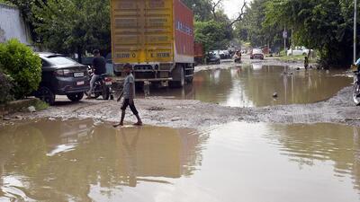 Overnight rainfall triggered waterlogging in some areas. (HT PHOTO)