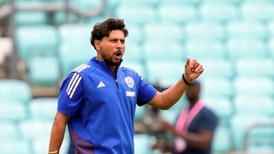 India's Kuldeep Yadav during a training session ahead of the fifth Test cricket match between India and England, in London (PTI)