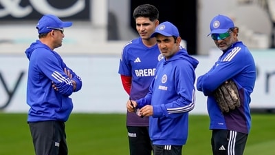 London: India's headcoach Gautam Gambhir, chairperson of BCCI selection committee Ajit Agarkar, batting coach Sitanshu Kotak with captain Shubman Gill (PTI) London: India's headcoach Gautam Gambhir, chairperson of BCCI selection committee Ajit Agarkar, batting coach Sitanshu Kotak with captain Shubman Gill (PTI)