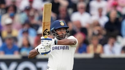 India's Sai Sudharsan stabilised the innings but failed to convert the start into a big score as he was dismissed on 38. (PTI) India's Sai Sudharsan stabilised the innings but failed to convert the start into a big score as he was dismissed on 38. (PTI)