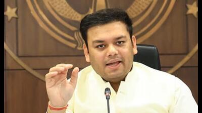 UP basic education minister Sandeep Singh addressing a press conference in Lucknow on July 31. (Sourced) UP basic education minister Sandeep Singh addressing a press conference in Lucknow on July 31. (Sourced)