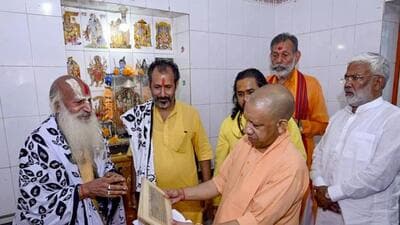 Uttar Pradesh chief minister Yogi Adityanath during Tulsi Jayanti celebrations in Chitrakoot on Thursday. (PTI PHOTO) Uttar Pradesh chief minister Yogi Adityanath during Tulsi Jayanti celebrations in Chitrakoot on Thursday. (PTI PHOTO)