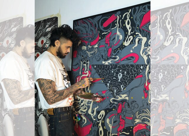 Hazarika says he’s immersed in a “fever dream” whenever he’s working on a piece. (SHOT BY KEVIN XAVIER AND ABHISHEK VALIYAKATH) Hazarika says he’s immersed in a “fever dream” whenever he’s working on a piece. (SHOT BY KEVIN XAVIER AND ABHISHEK VALIYAKATH)