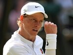 Italy's Jannik Sinner reacts after winning a point against Carlos Alcaraz of Spain in the men's singles final at the Wimbledon Italy's Jannik Sinner reacts after winning a point against Carlos Alcaraz of Spain in the men's singles final at the Wimbledon