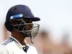India's Washington Sundar reacts as he walks back to the pavilion after losing his wicket
