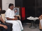 Former CM O Panneerselvam with chief minister MK Stalin and Deputy CM Udhayanidhi Stalin on Thursday. (CMO Tamil Nau/X) Former CM O Panneerselvam with chief minister MK Stalin and Deputy CM Udhayanidhi Stalin on Thursday. (CMO Tamil Nau/X)